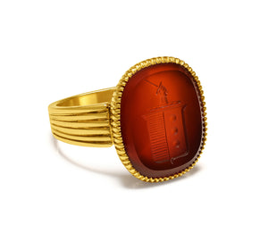 Antique Victorian Gold Carnelian Crest Signet Seal Ring
