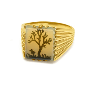 Rare Victorian Gold Scenic Agate Men’s Ring