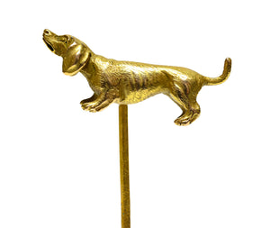 Antique Victorian 14K Yellow Gold Dog Stick Pin