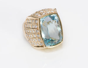 Aquamarine 14K Yellow Gold Brilliant Diamond Ring