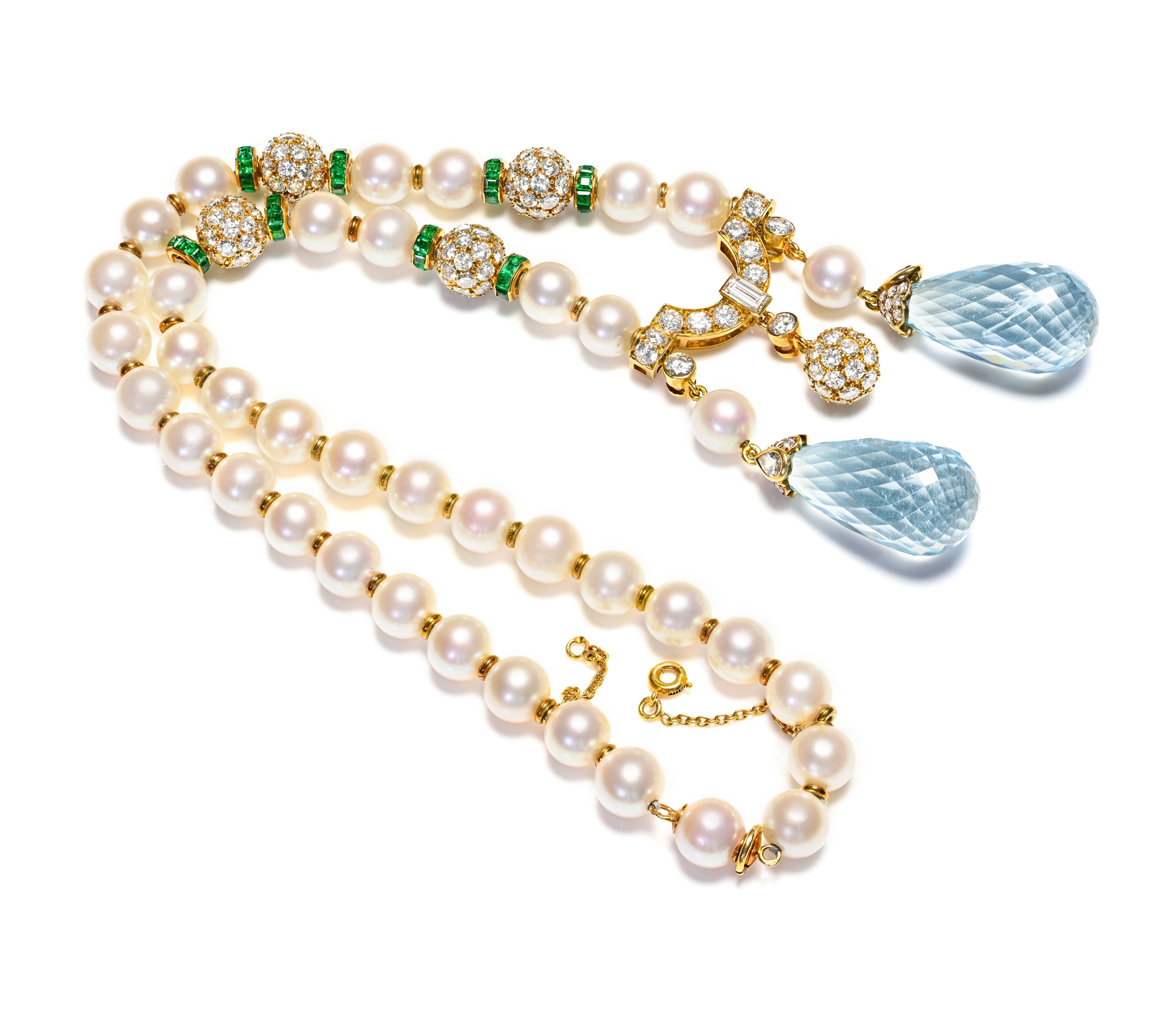 Diamond Emerald Pearl Necklace Aquamarine Briolette