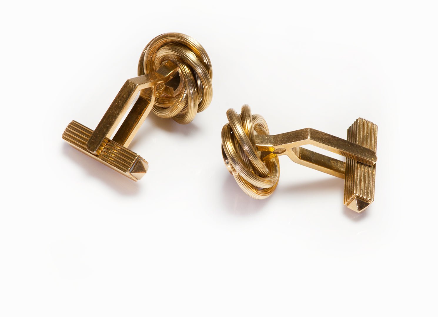 Art Deco 18K Gold Sapphire Knot Cufflinks - DSF Antique Jewelry