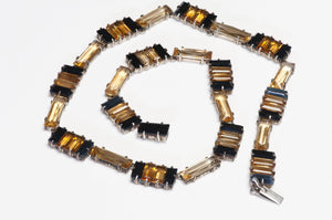 Art Deco 1920’s Sterling Silver Citrine Onyx Collar Necklace