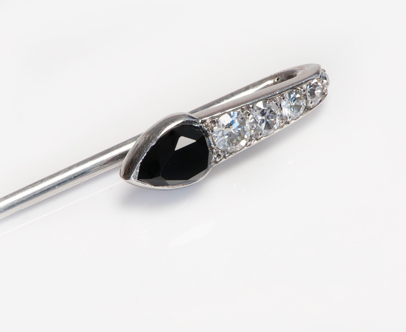 Art Deco Cartier Platinum Diamond Onyx Stick Pin