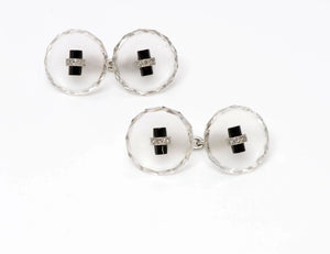 Art Deco Crystal Onyx Diamond Cufflinks