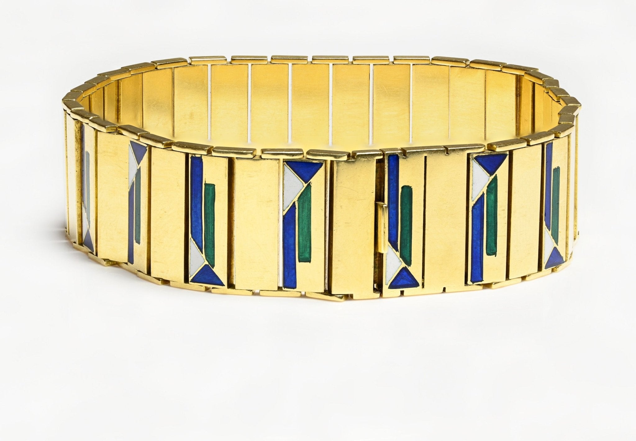 Art Deco French 18K Gold Enamel Bracelet