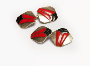 Art Deco Gold Enamel Men's Cufflinks
