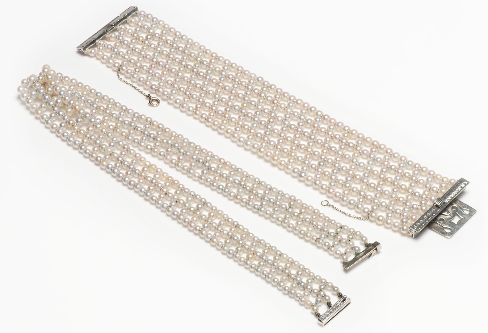 Art Deco Gold Pearl Necklace Bracelet