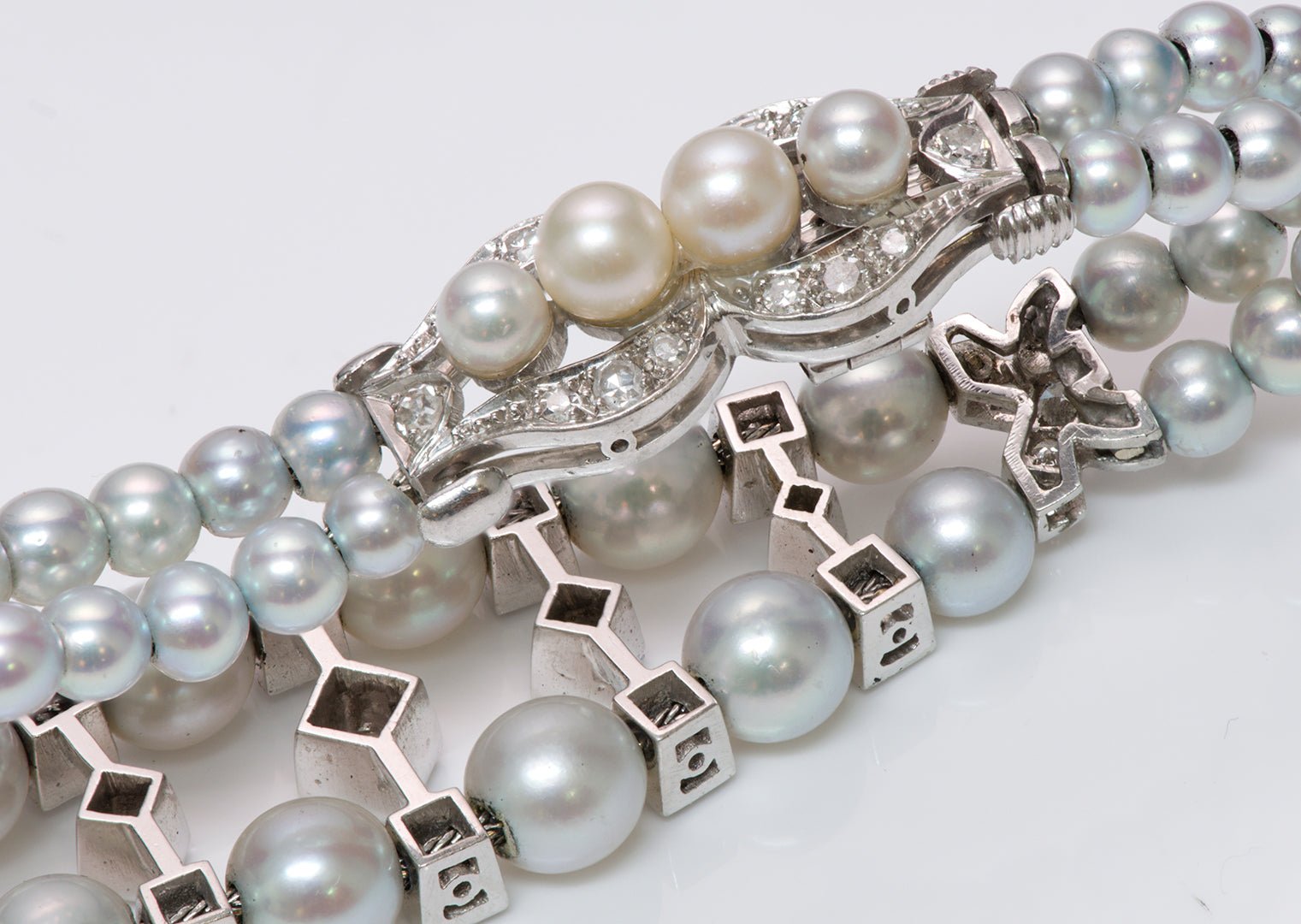 Art Deco Pearl Diamond Platinum Necklace Bracelet