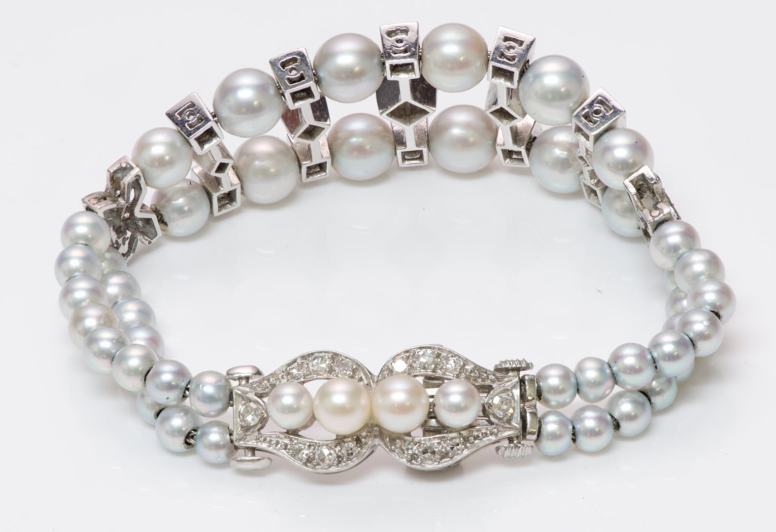 Art Deco Pearl Diamond Platinum Necklace Bracelet
