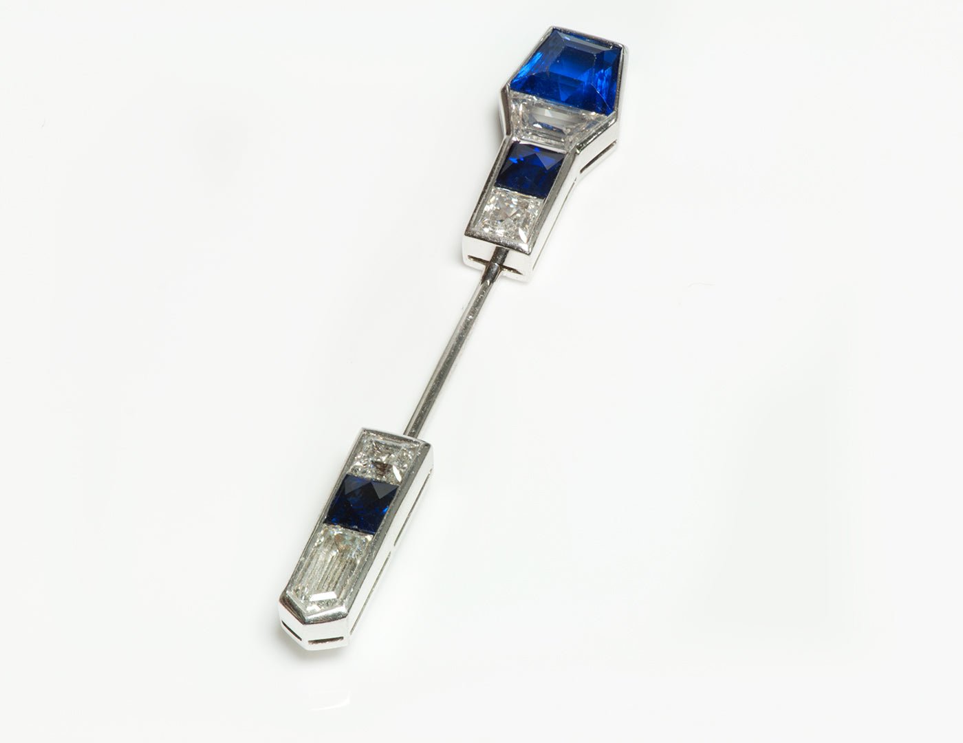 Art Deco Platinum Burma Sapphire Diamond Jabot