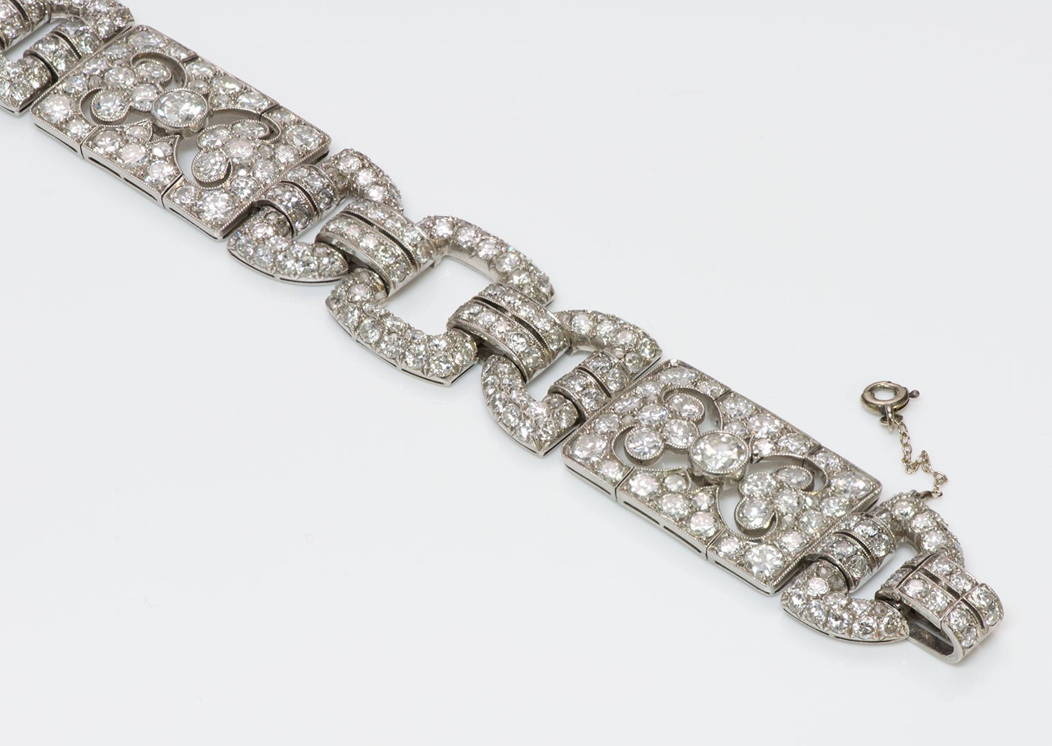 Art Deco Platinum French Brilliant Cut Diamond Bracelet