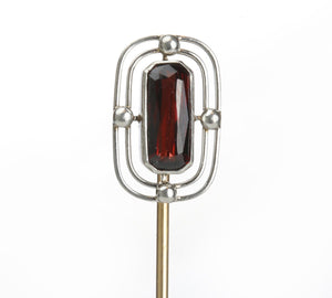 Art Deco Platinum Gold Garnet Stick Pin