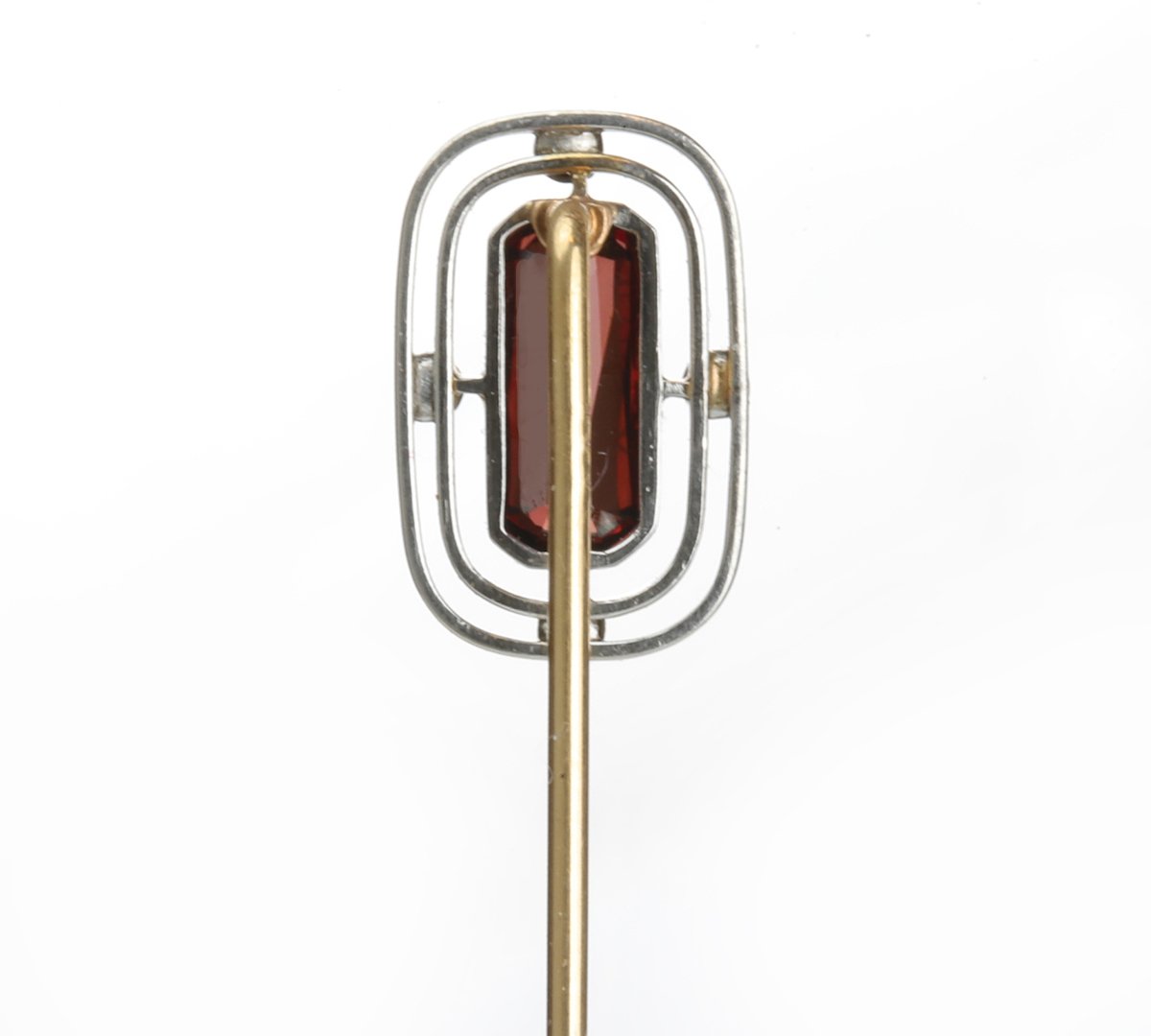 Art Deco Platinum Gold Garnet Stick Pin