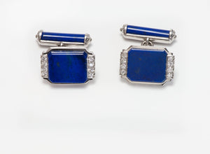 Art Deco Platinum Lapis & Diamond Cufflinks