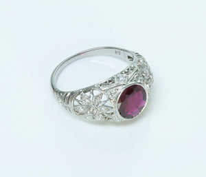 Art Deco Platinum Ruby & Diamond Ring
