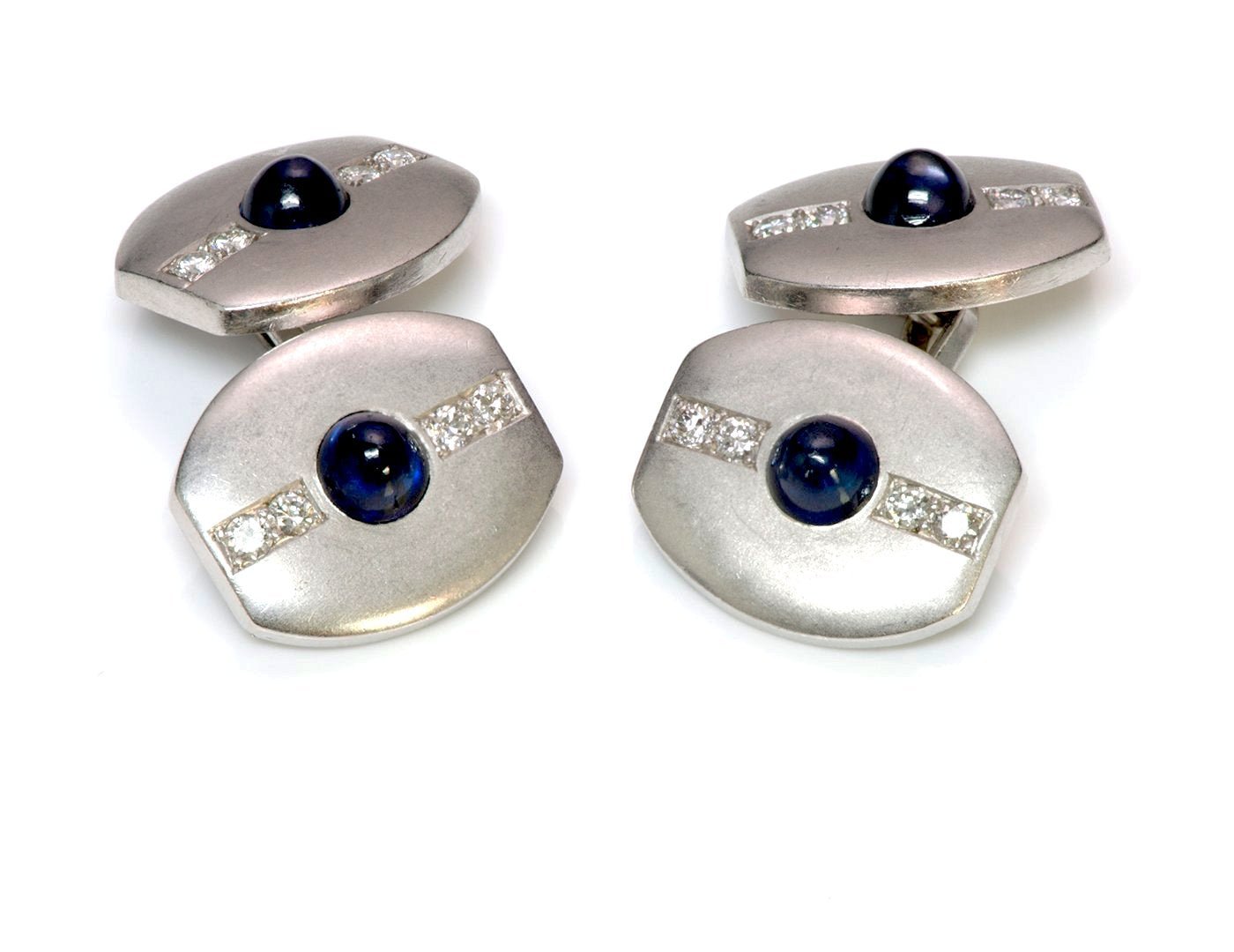 Art Deco Platinum Sapphire Diamond Cufflinks - DSF Antique Jewelry