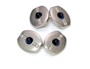 Art Deco Platinum Sapphire Diamond Cufflinks