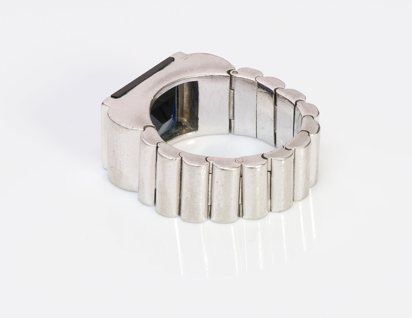 Art Deco Platinum Sapphire Flexible Ring - DSF Antique Jewelry