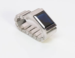 Art Deco Platinum Sapphire Flexible Ring