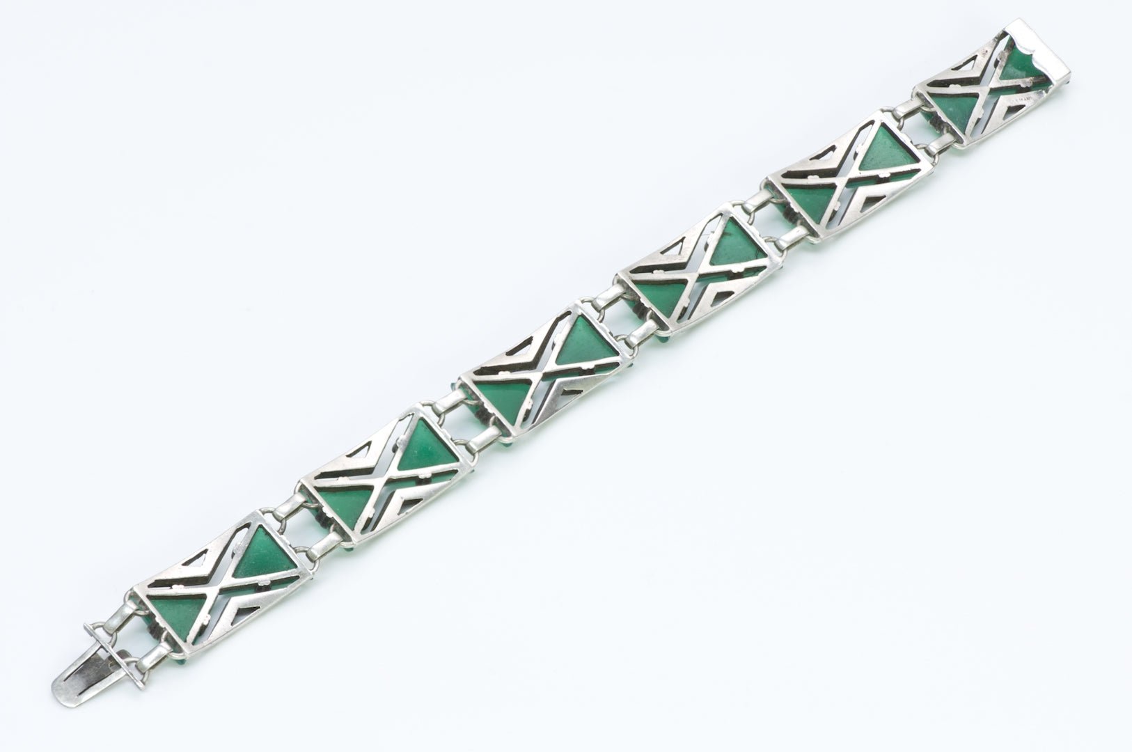 Art Deco Sterling Silver Onyx Marcasite Bracelet