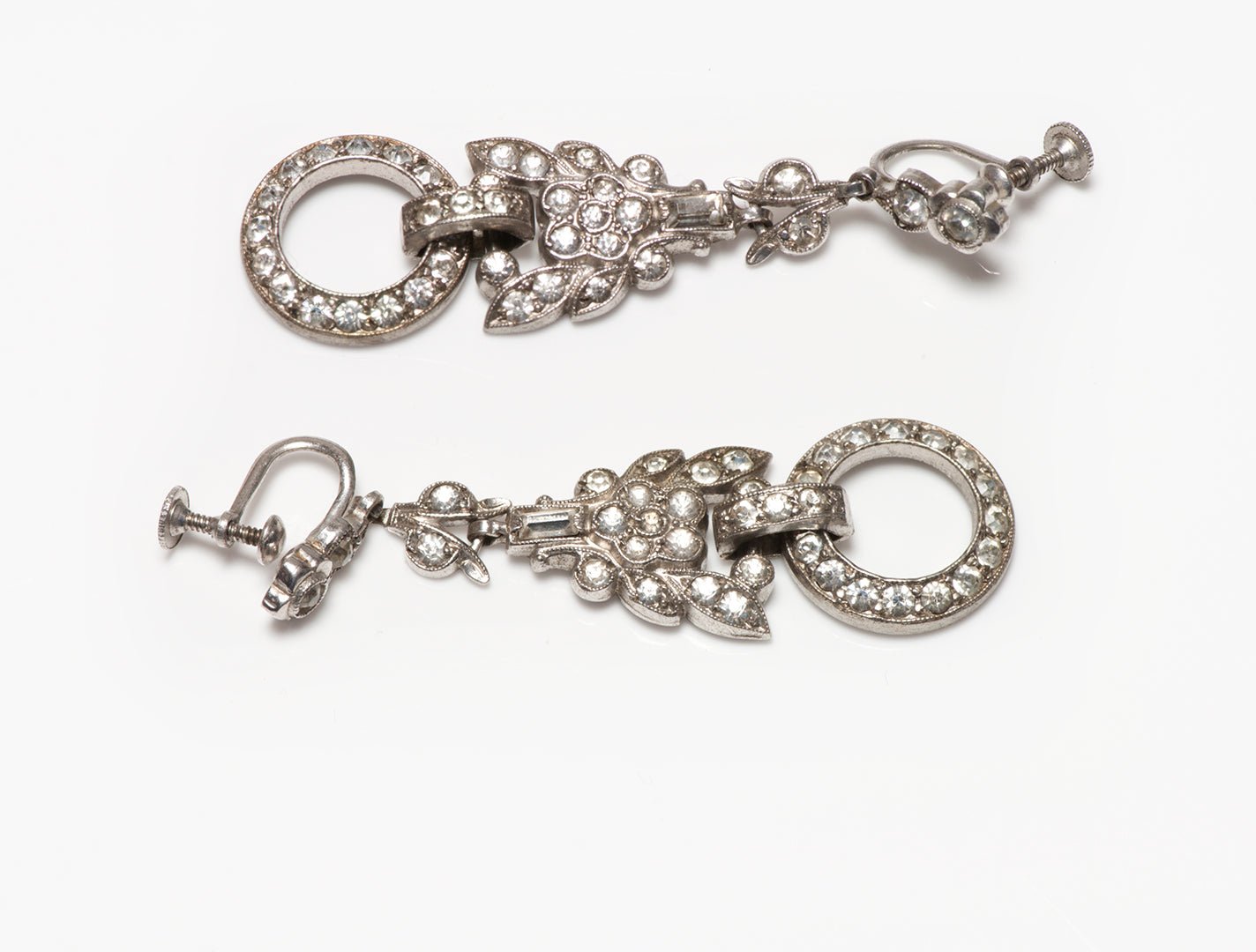 Art Deco Sterling Silver Paste Earrings