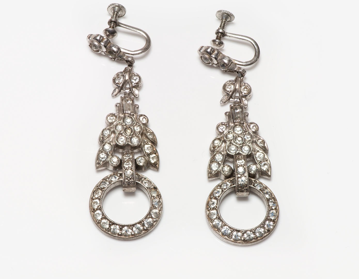 Art Deco Sterling Silver Paste Earrings - DSF Antique Jewelry