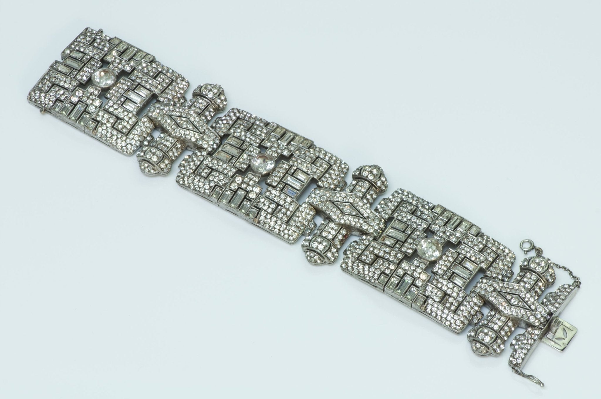 Art Deco Wide Silver Paste Bracelet