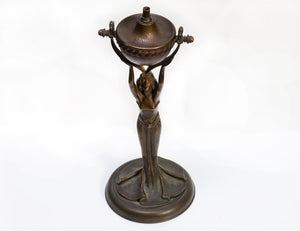 Art Nouveau Bronze Foundry Oil Lamp