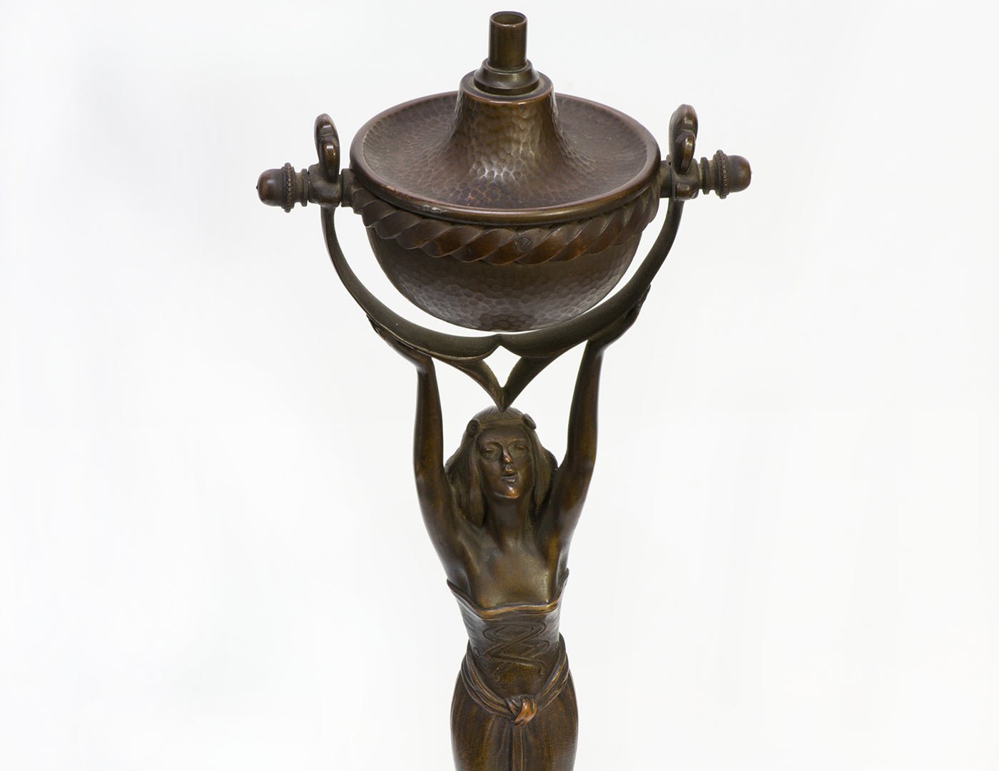 Art Nouveau Bronze Foundry Oil Lamp