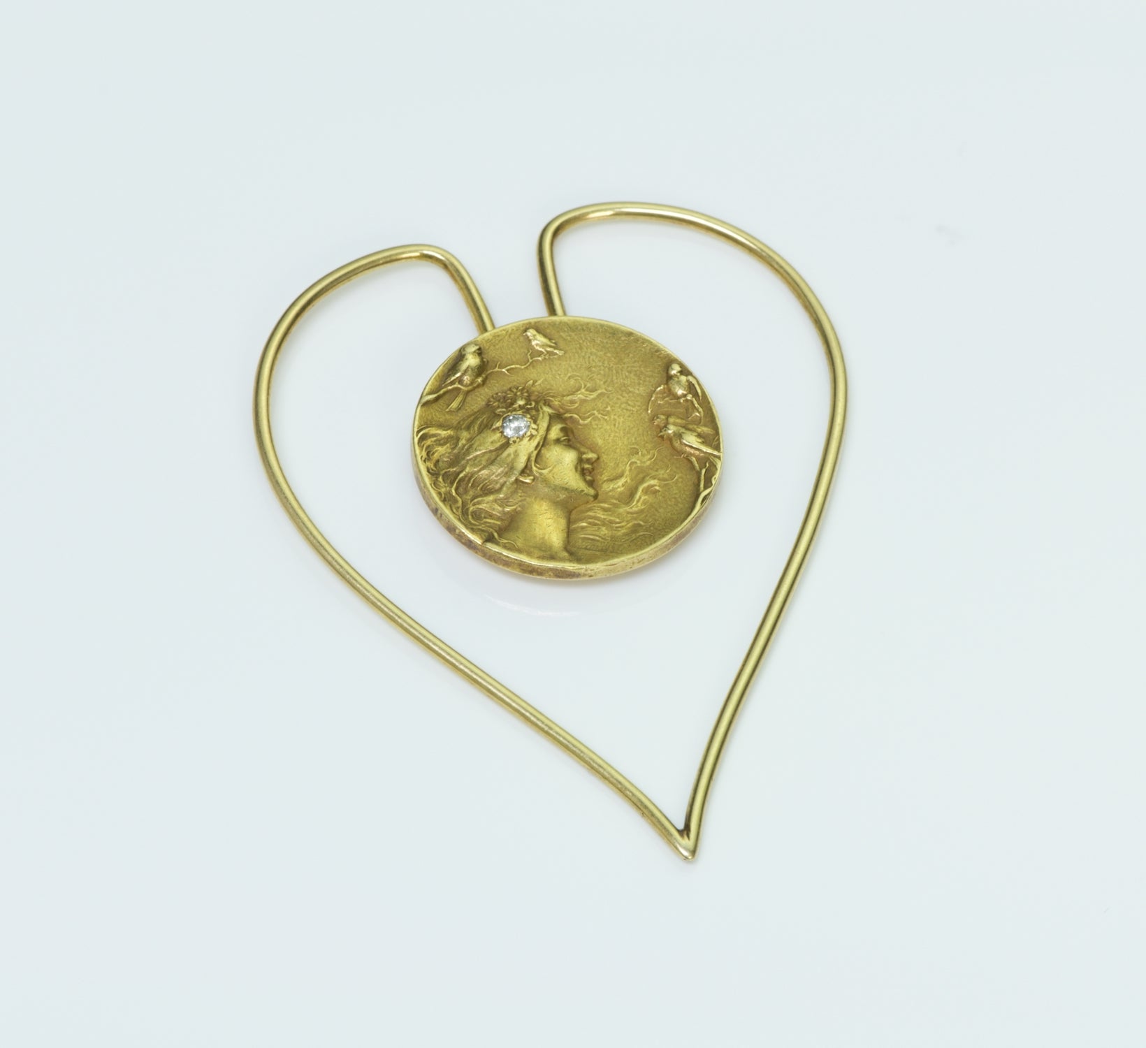 Art Nouveau Diamond Gold Heart Money Clip
