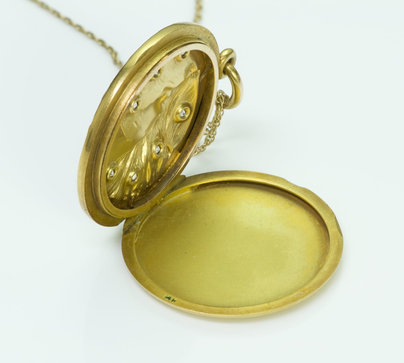 Art Nouveau Diamond Gold Locket Pendant