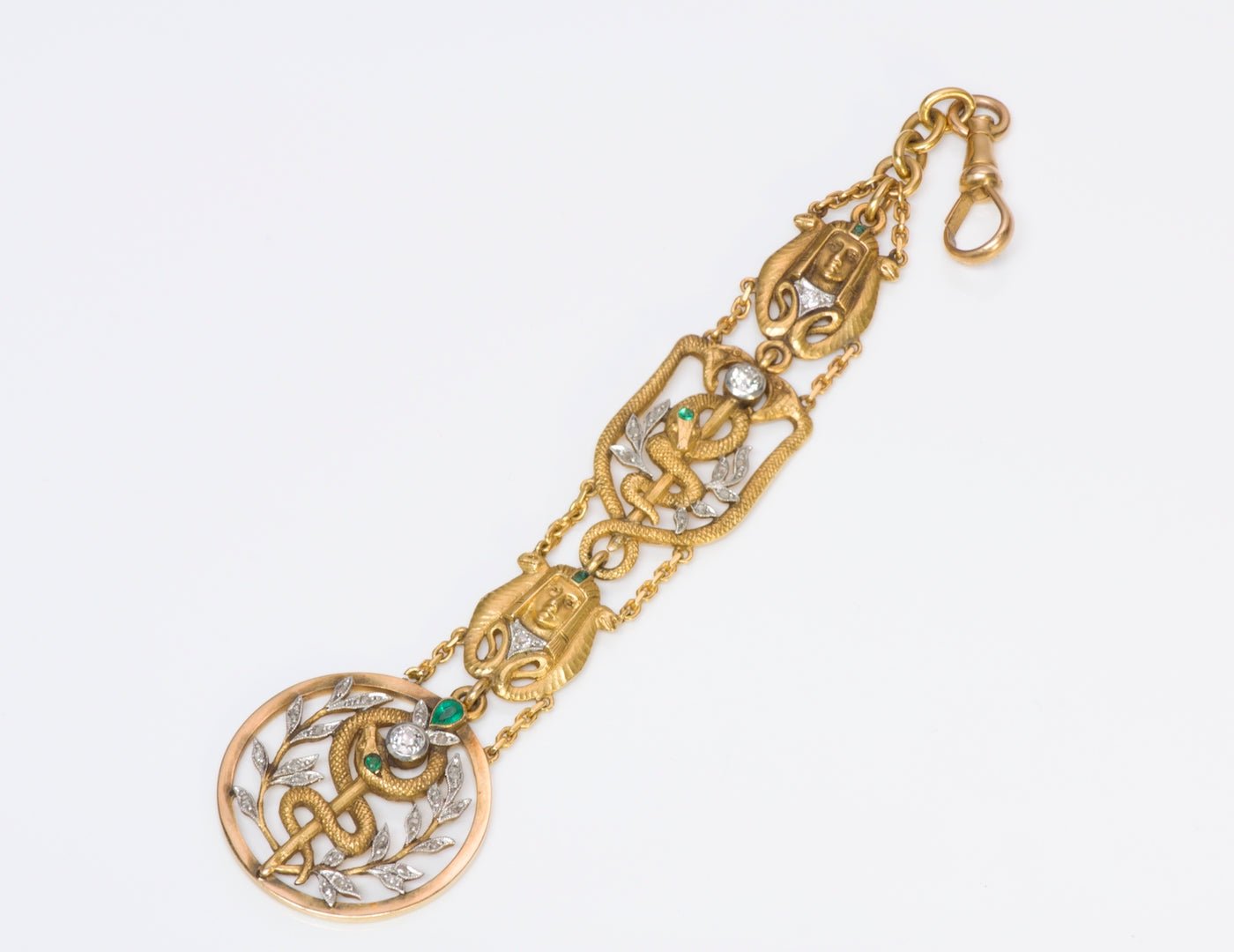 Art Nouveau Egyptian Revival Gold Diamond Watch Fob