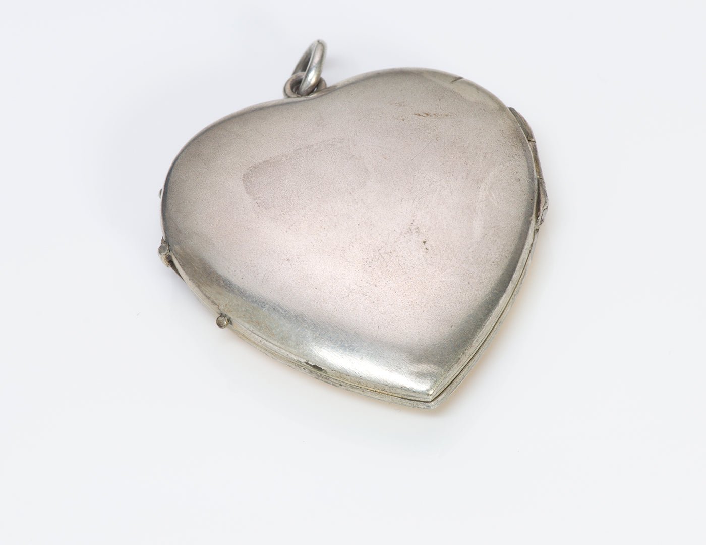 Art Nouveau Enamel Silver Heart Flower Pendant Locket