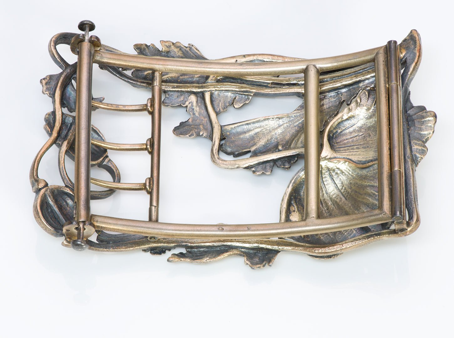 Art Nouveau Floral Silver Belt Buckle - DSF Antique Jewelry