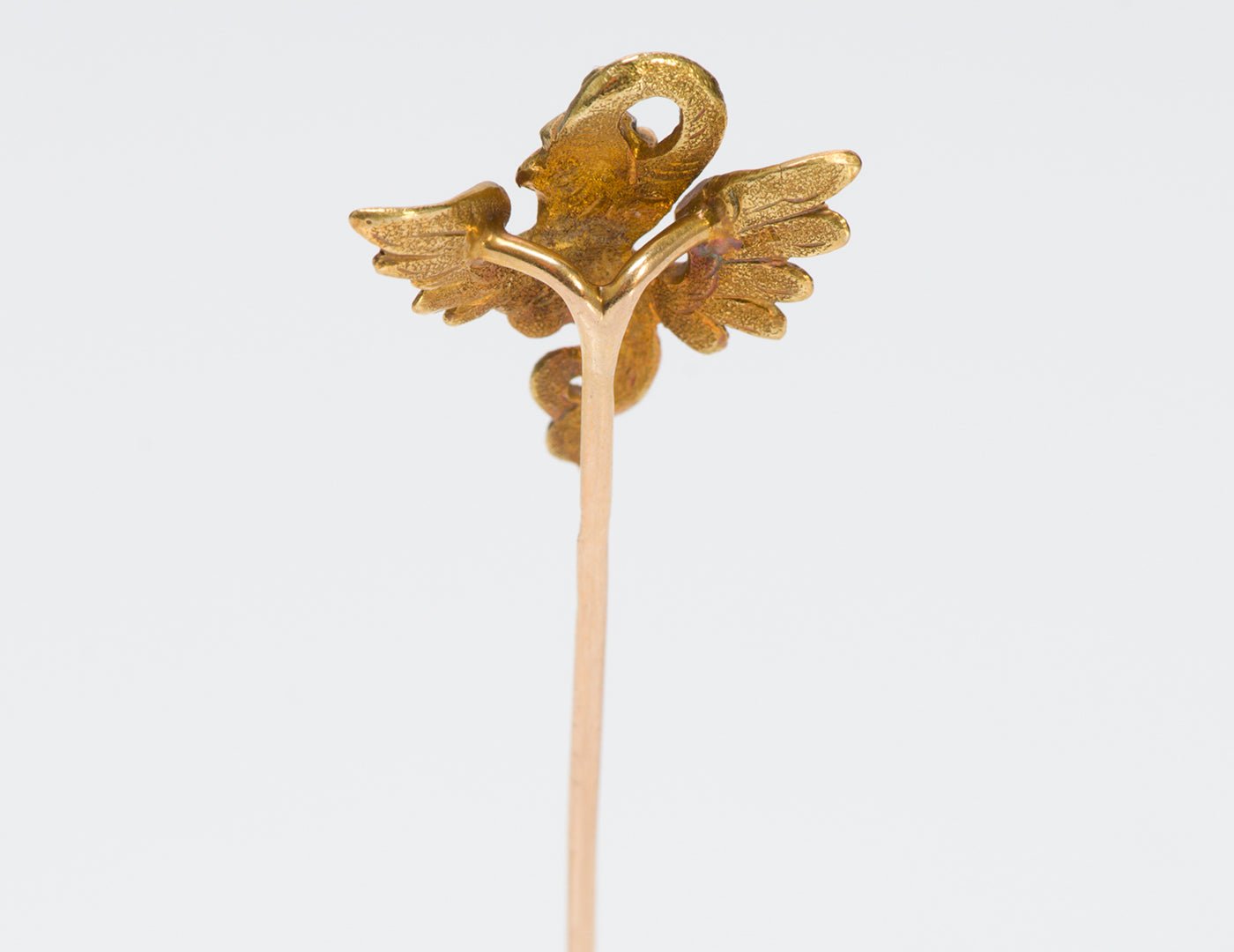 Art Nouveau French 18K Gold Griffin Diamond Stick Pin - DSF Antique Jewelry