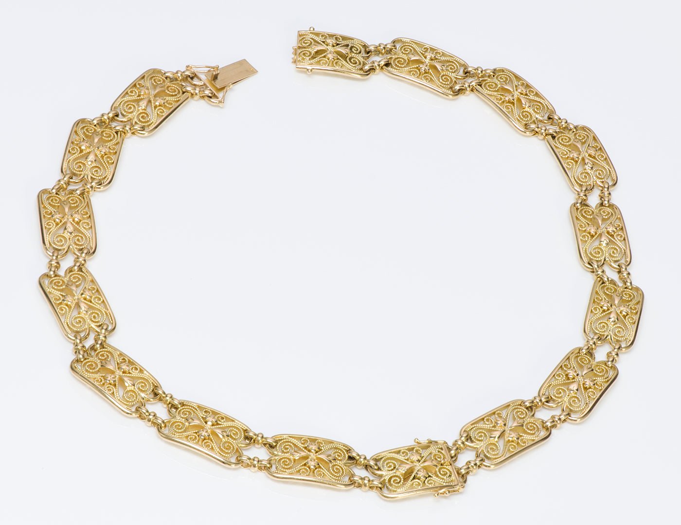 Art Nouveau French 18K Gold Necklace Bracelet - DSF Antique Jewelry