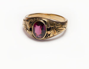 Art Nouveau Gold Almandine Garnet Men's Ring