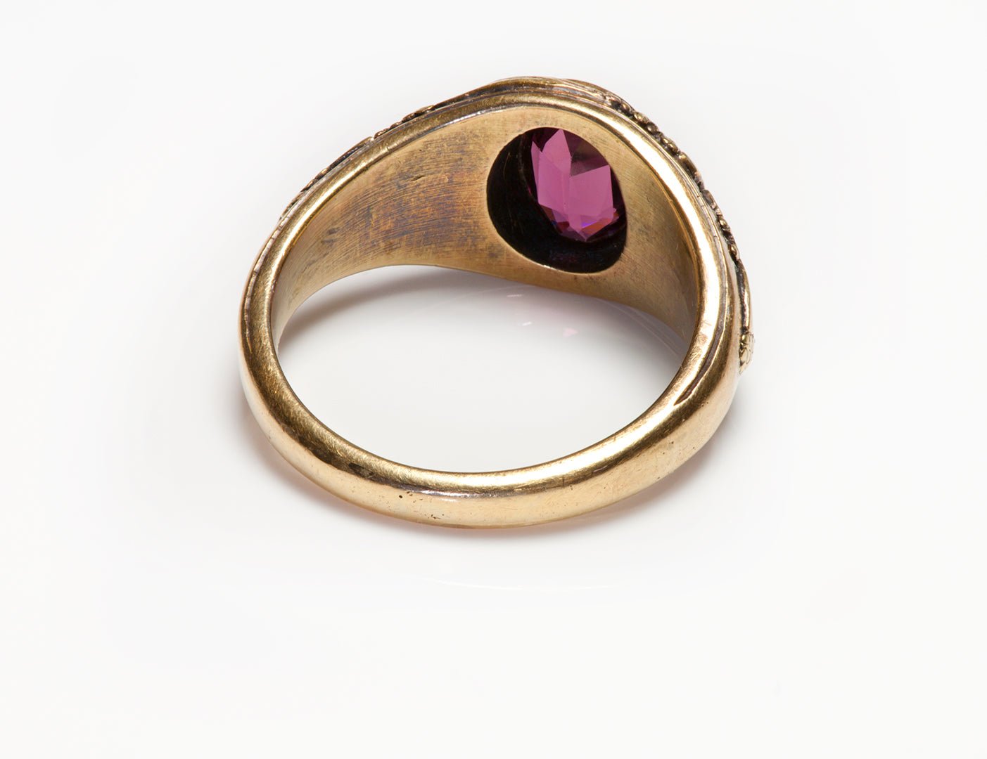 Art Nouveau Gold Almandine Garnet Men's Ring - DSF Antique Jewelry