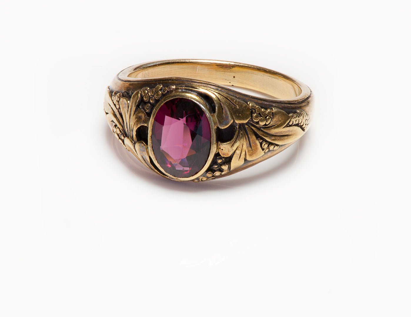Art Nouveau Gold Almandine Garnet Men's Ring