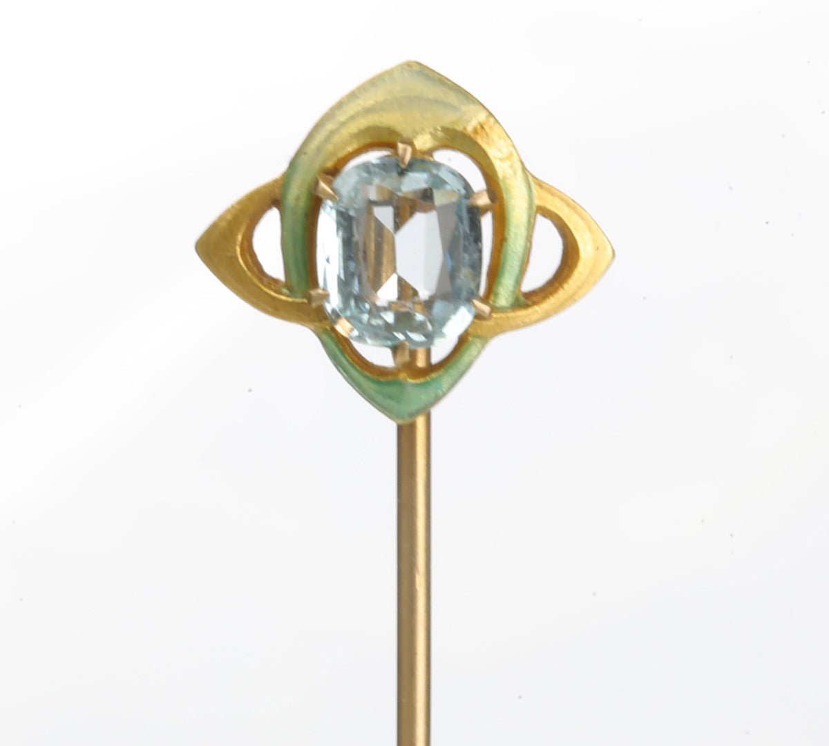 Art Nouveau Gold Aquamarine Stick Pin