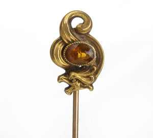 Antique Art Nouveau 14K Gold Citrine Stick Pin