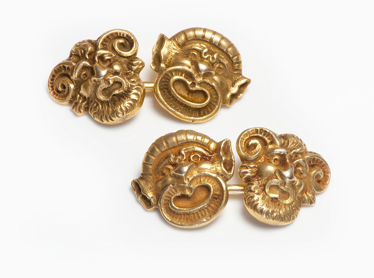 Art Nouveau Gold Comedy & Tragedy Cufflinks - DSF Antique Jewelry