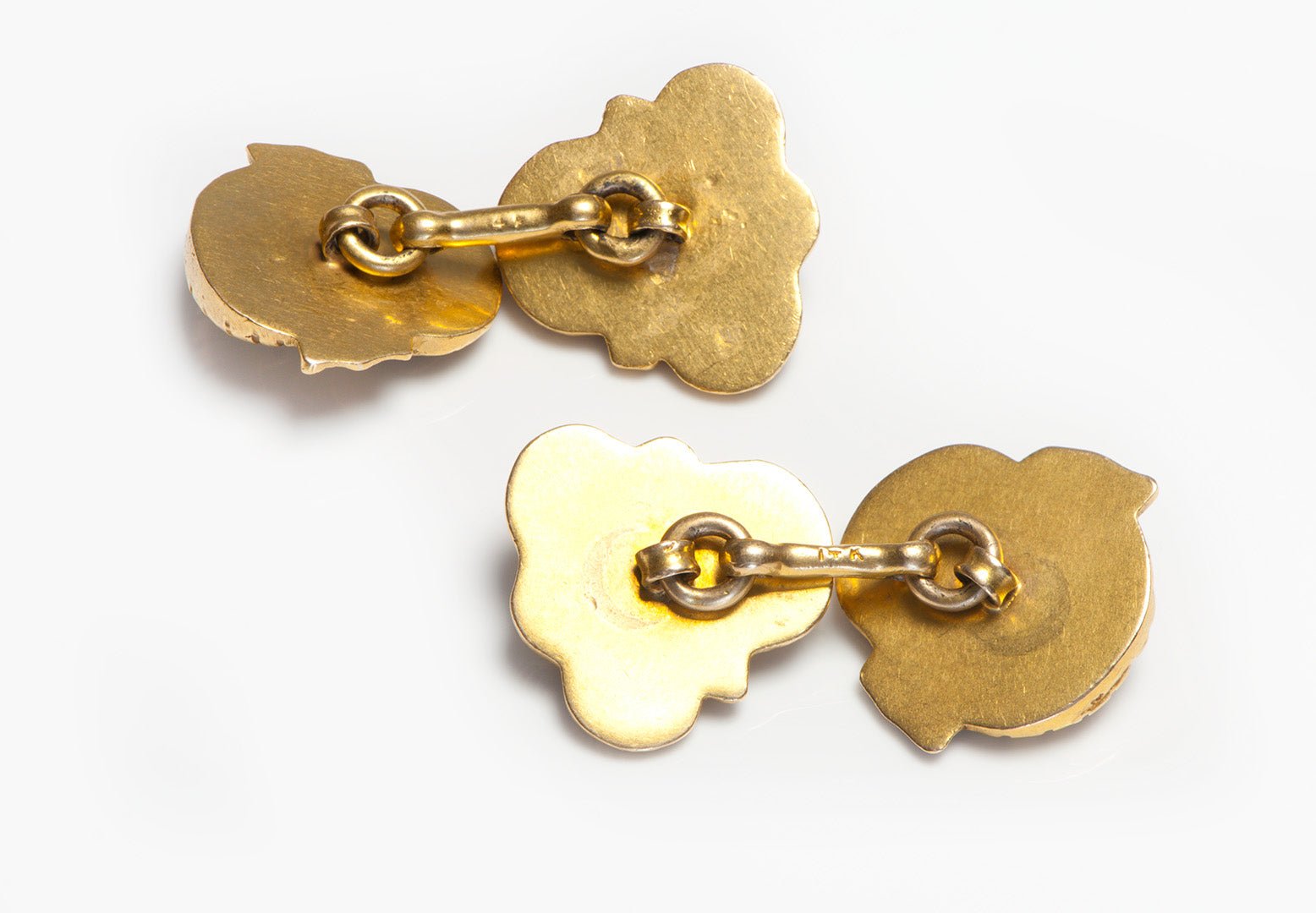 Art Nouveau Gold Comedy & Tragedy Cufflinks - DSF Antique Jewelry
