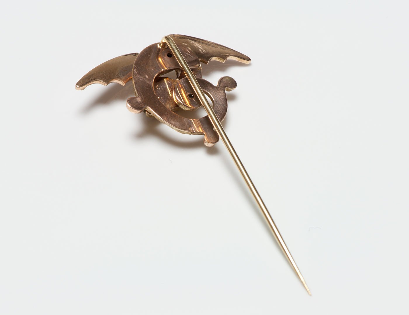Art Nouveau Gold Diamond Pearl & Demantoid Griffin Stick Pin