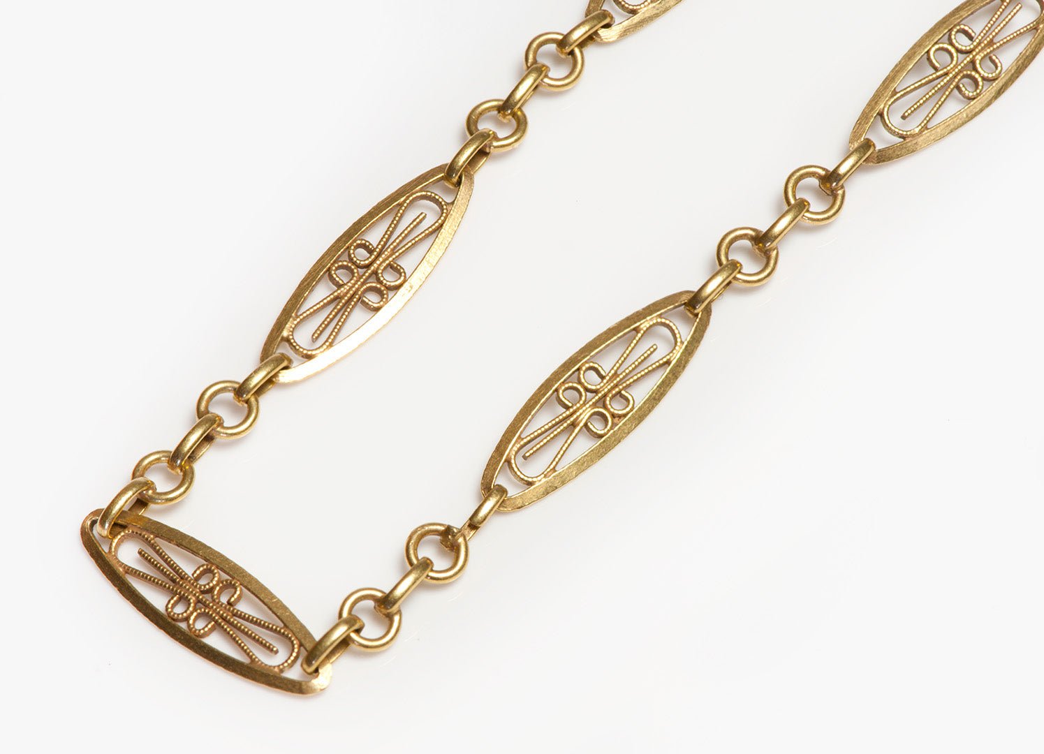 Art Nouveau Gold Filigree Sautoir Necklace - DSF Antique Jewelry