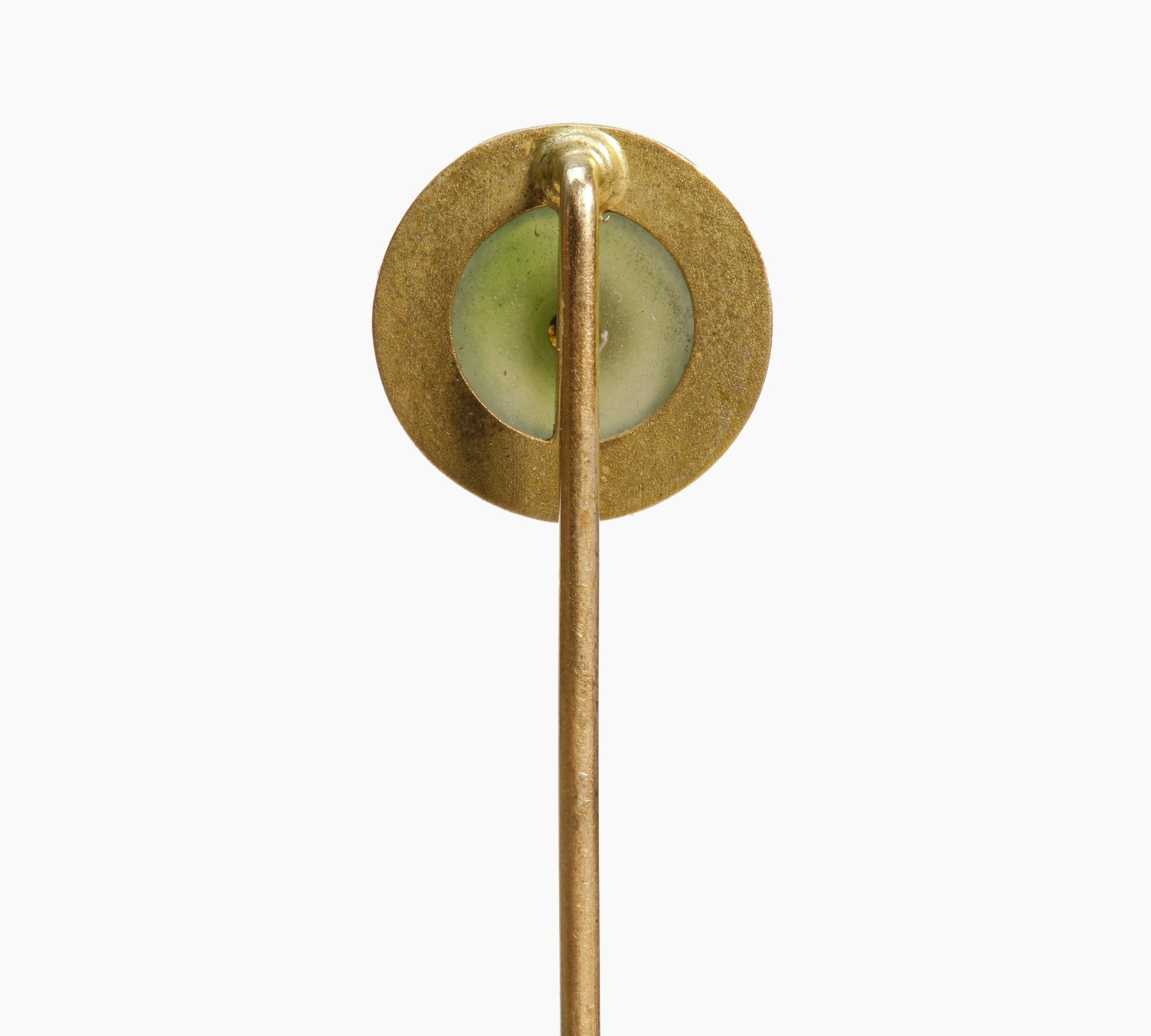Art Nouveau Gold Jade Pearl Stick Pin