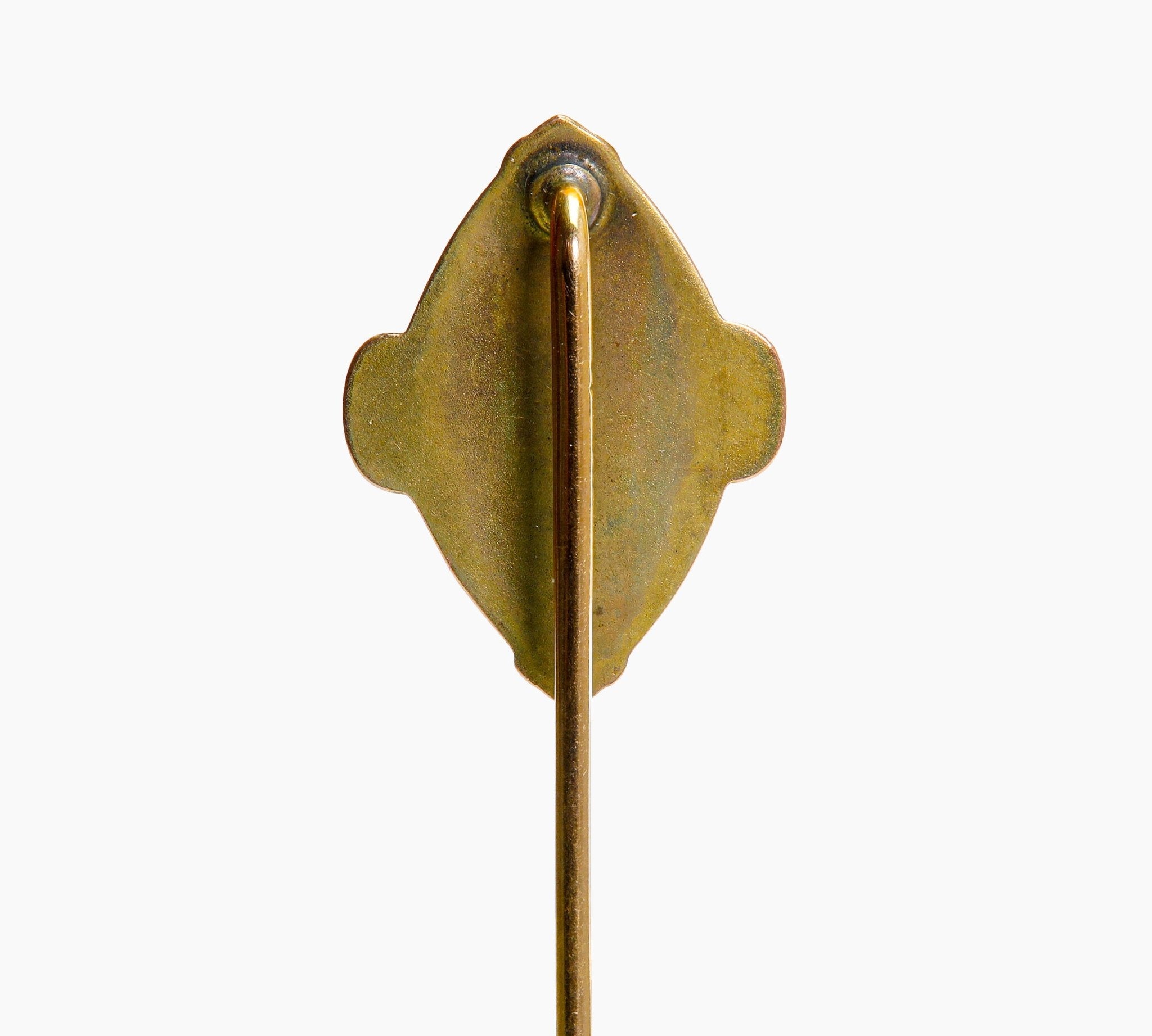 Art Nouveau Gold Jade Stick Pin
