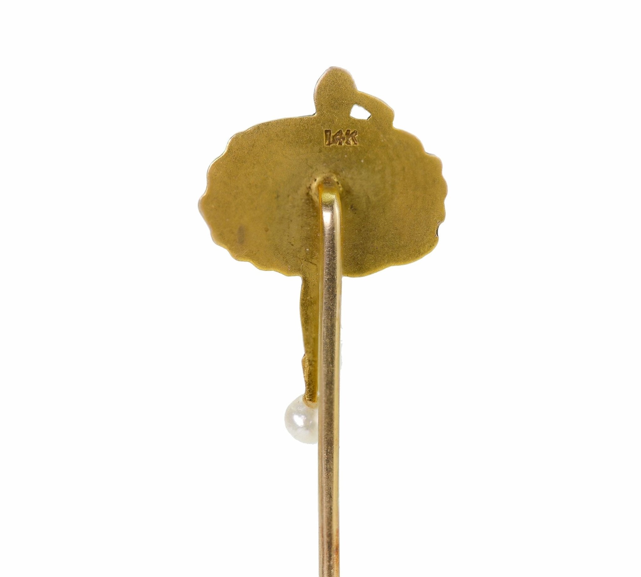 Art Nouveau Gold Lady Dress Pearl Stick Pin