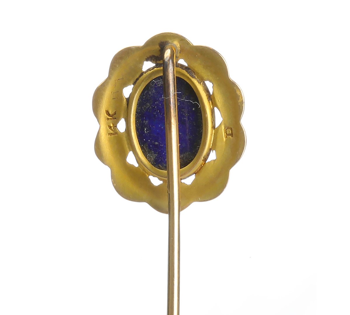 Art Nouveau Gold Lapis Stick Pin